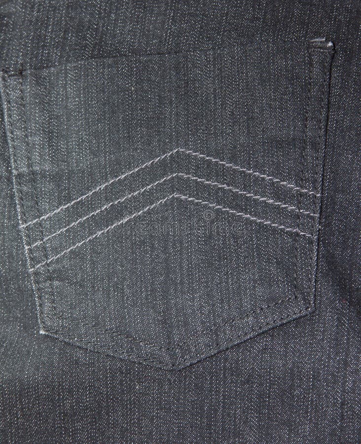 Texture black jeans pocket with different direction of stitching royalty free stock image