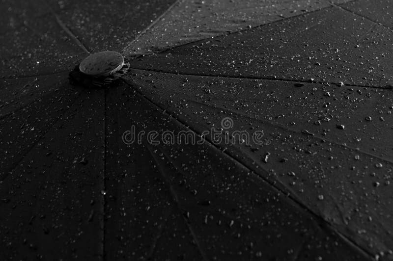 Texture of a Black Umbrella with Water Drops Stock Image Image of