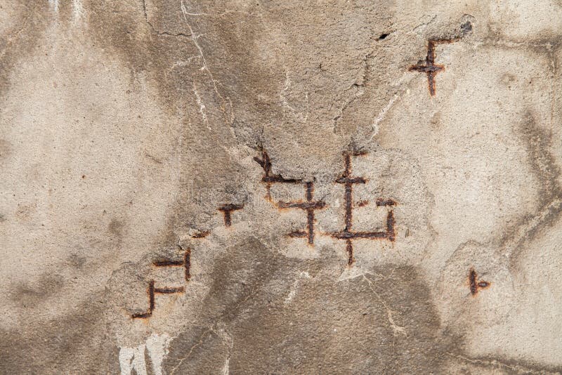 The Texture of the Crack on the Concrete Wall Plaster Repair Stock