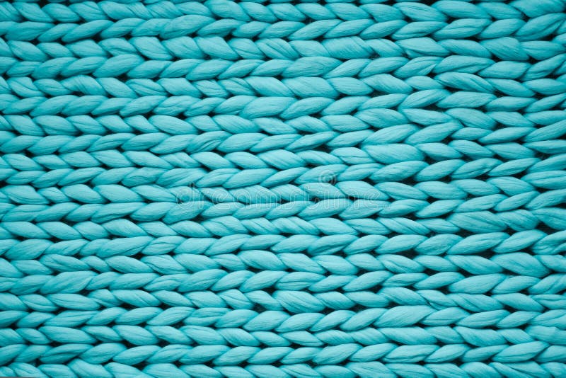 Texture de couverture bleue de knit Grand tricotage Laine de mérinos de plaid Vue supérieure