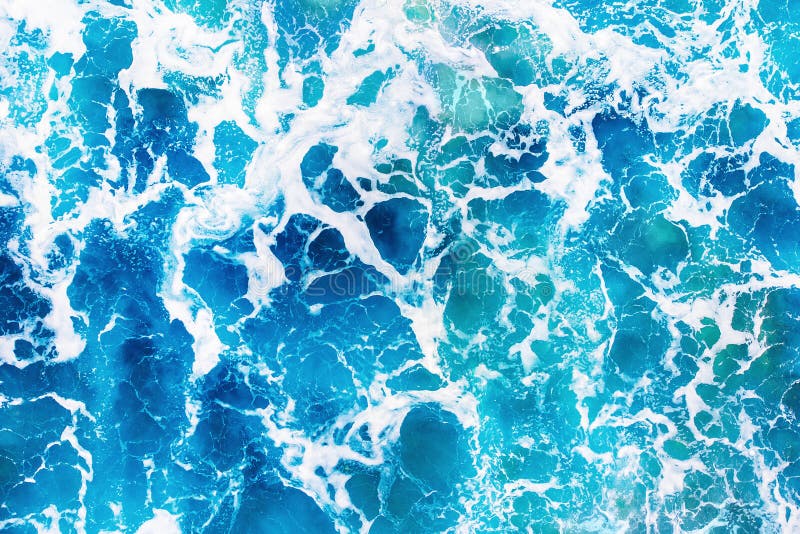 Texture de l'eau bleue de fond avec la vue supérieure d'océan de concept de crête de vague images stock