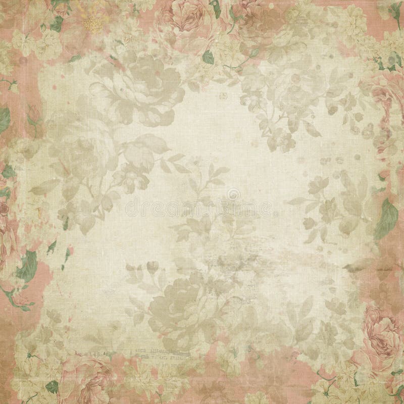 Texture de papier de fond de Digital de vintage - modèle affligé chic minable de roses illustration stock Texture de papier de fond de Digital de vintage - modèle affligé chic minable de roses illustration stock