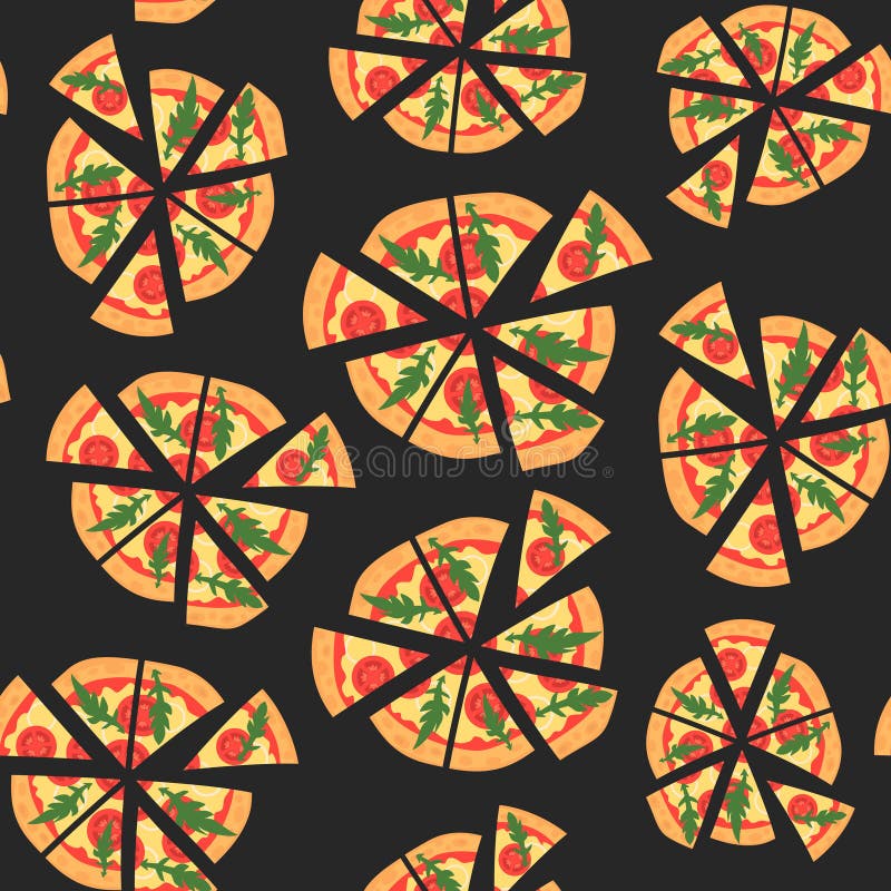 Texture de vecteur de modèle avec la pizza de margherita Tranches dans un style plat Fond sans couture illustration de vecteur Texture de vecteur de modèle avec la pizza de margherita Tranches dans un style plat Fond sans couture illustration de vecteur