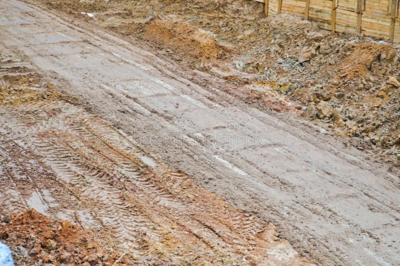 Texture of a Dirty Bad Dirt Road Dirt Road with Puddles and Clay Drying ...