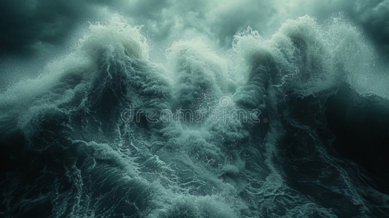 Texture of a dramatic ocean wave captured as it crashes down with immense force royalty free stock photos