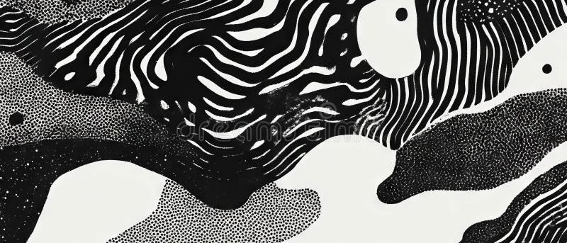 Organic black ink patterns create natural shapes against a smooth white background royalty free illustration
