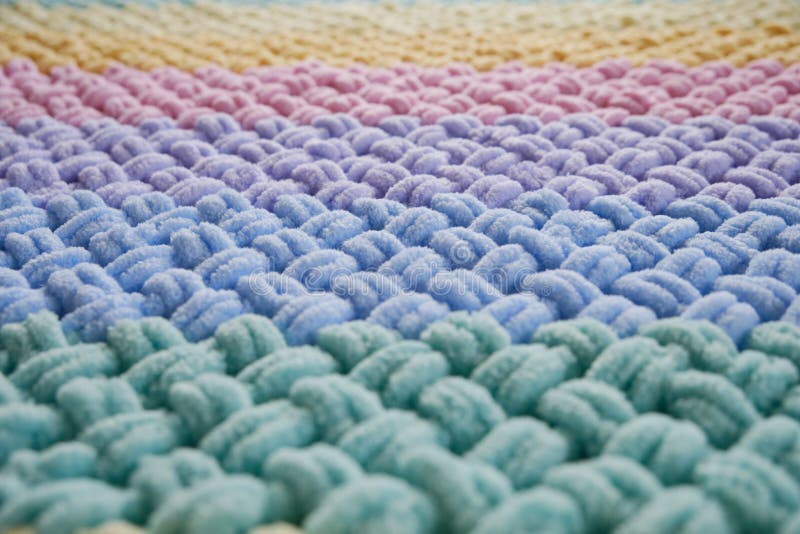 Vibrant and Textured Close-up of Multicolored Yarn stock photo