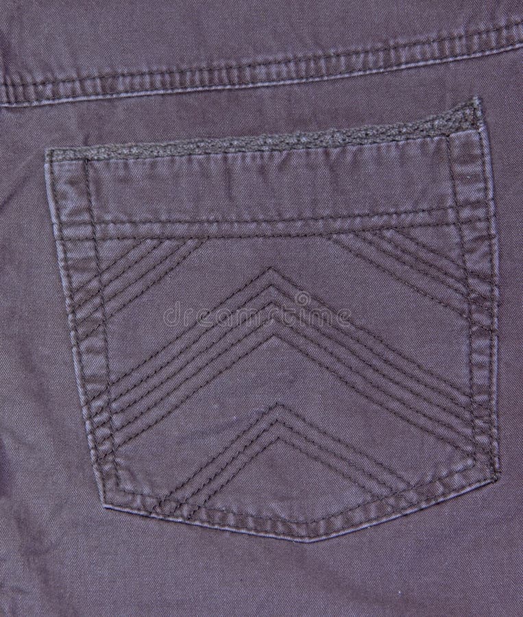 Texture of lilac jeans pocket with different direction of stitching royalty free stock photo