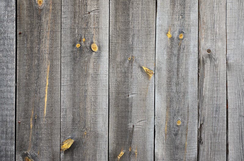 The texture of an old rustic wooden fence made of flat processed boards. Detailed image of a street fence of a rustic type made o