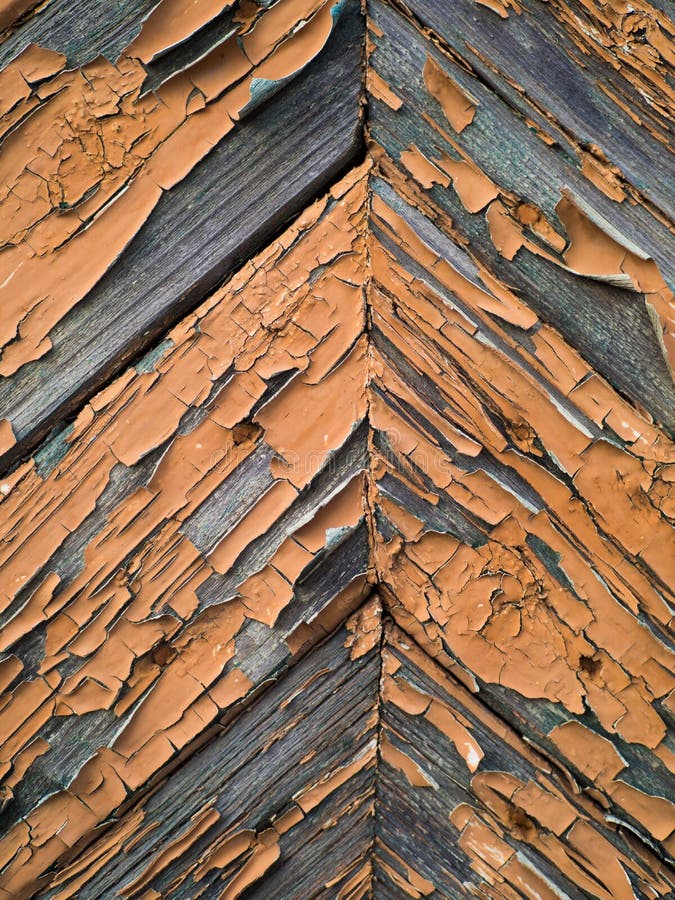 Texture of an Old Wooden Wall with Old Paint and Rusty Nails Stock