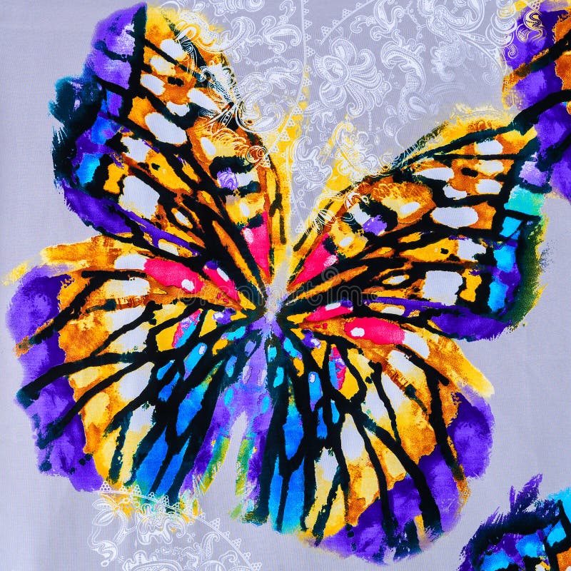 Texture of print fabric striped butterfly