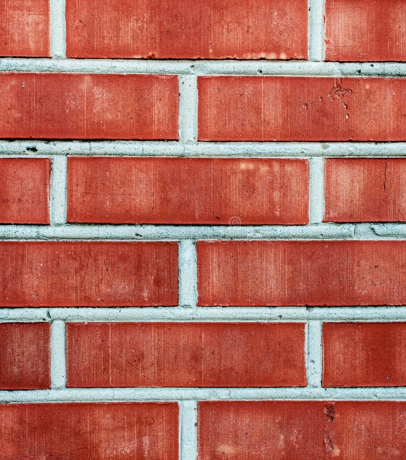 Texture of Red Modern Brick Wall with Cement Layers Stock Photo Image