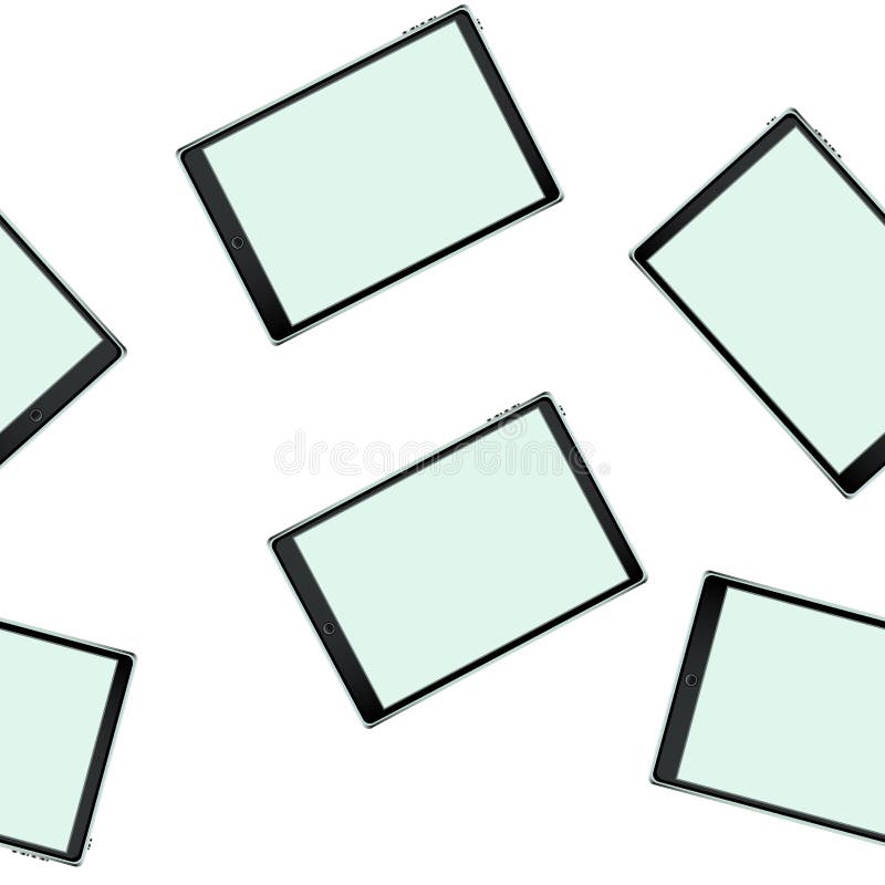 Texture, seamless pattern of smart modern smart touchscreen tablet computers with digital volumetric realistic royalty free illustration