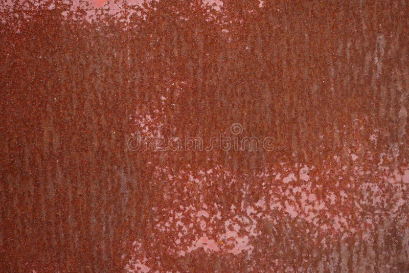 Texture of a Smooth Metal Surface with Traces of Red Paint, Covered with Red Rust, Background