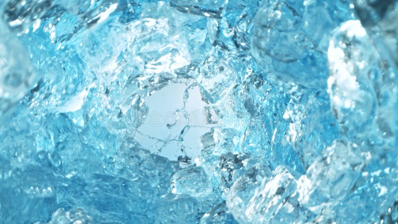 Texture of splashing water with ice cubes, tunnel shape royalty free illustration