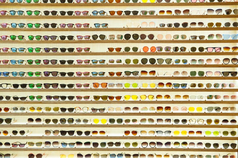 Texture of Sunglasses Store Display in a Mall Stock Photo Image of