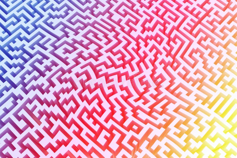 The texture of the three-dimensional model of the maze in psychedelic colors, perspective view. Three-dimensional labyrinth stock illustration The texture of the three-dimensional model of the maze in psychedelic colors, perspective view. Three-dimensional labyrinth stock illustration