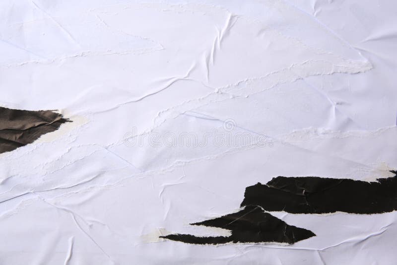 Texture of White and Black Ripped Paper Posters, Closeup Stock Photo