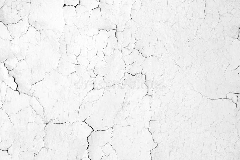 Texture of a White Cracked Wall. Old Dry Background. Stock Image