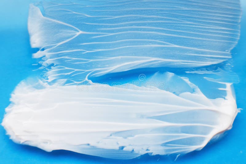 Texture of White Cream on a Blue Background Stock Image Image of