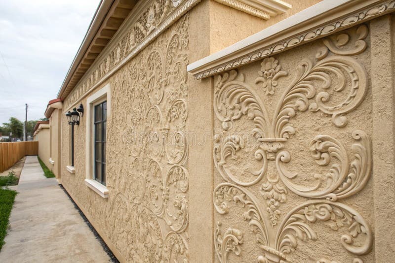 Textured background with decorative plaster walls stock illustration