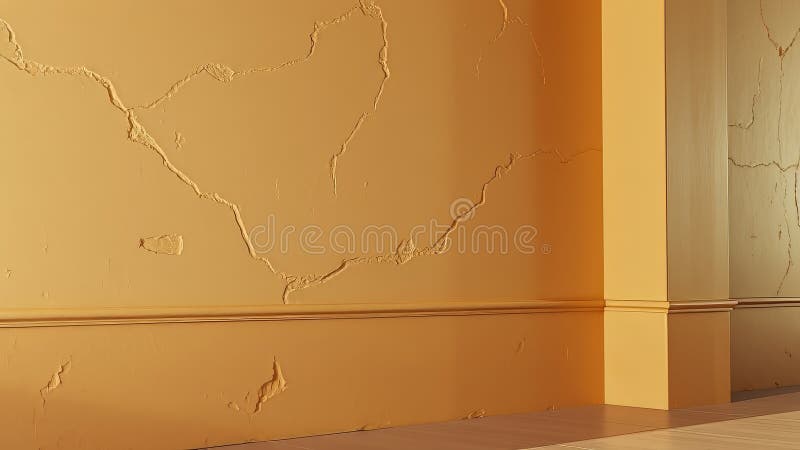 Textured Beige Wall with Decorative Plaster and Baseboard Detail royalty free illustration
