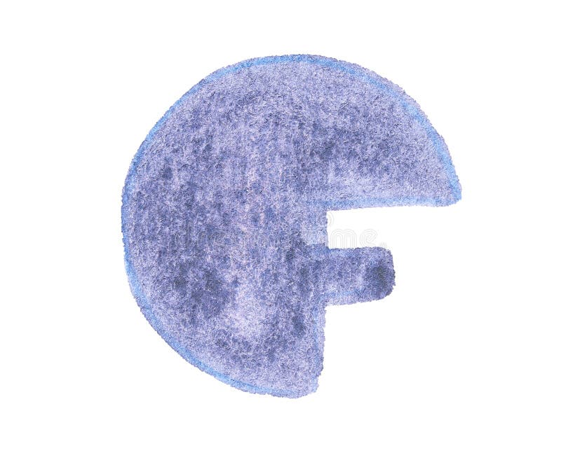 F letter. Textured blue felt circle with cutout surface, soft fabrics and abstract artistic design elements. Fuzzy surface stock images, royalty-free photos and pictures