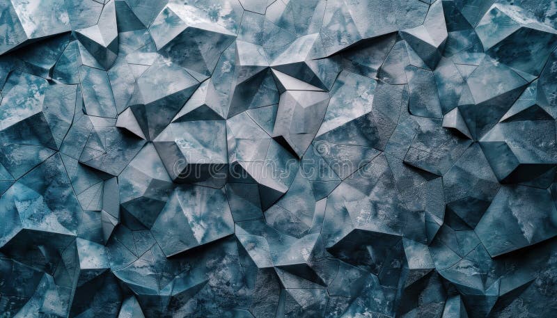 Perete geometric albastru texturat cu tipare unghiulare într-un cadru arhitectural modern stock photography