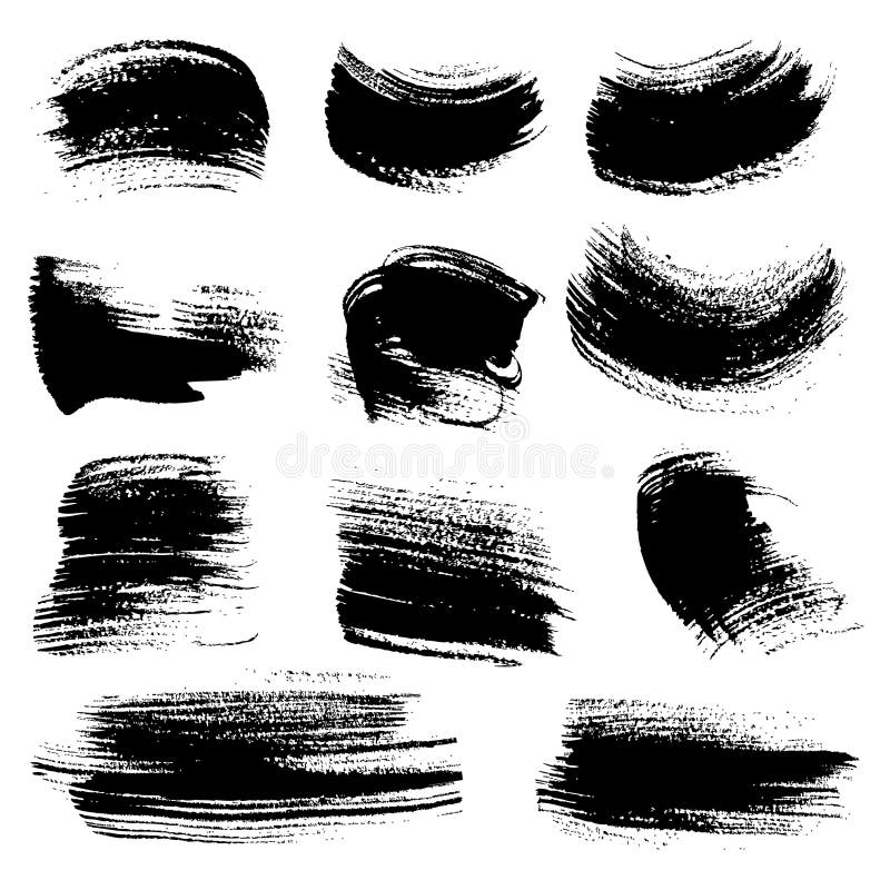 Textured brush strokes drawn ink  set 4