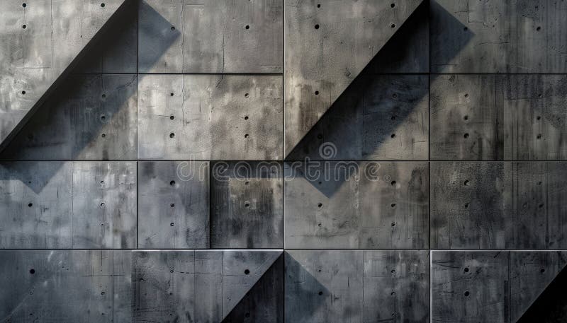 Perete de beton modern cu tipare geometrice și umbre stock illustration