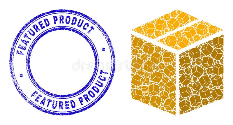 Textured Featured Product Stamp And Closed Carton Box Recursive Mosaic of Self Icons royalty free illustration