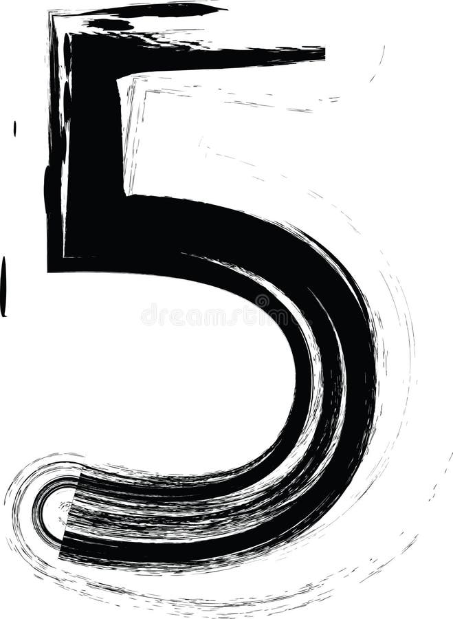 Font texturat cu o textură de imprimare cu caractere grosiere erodate. font de design unic. numărul 5 stock illustration