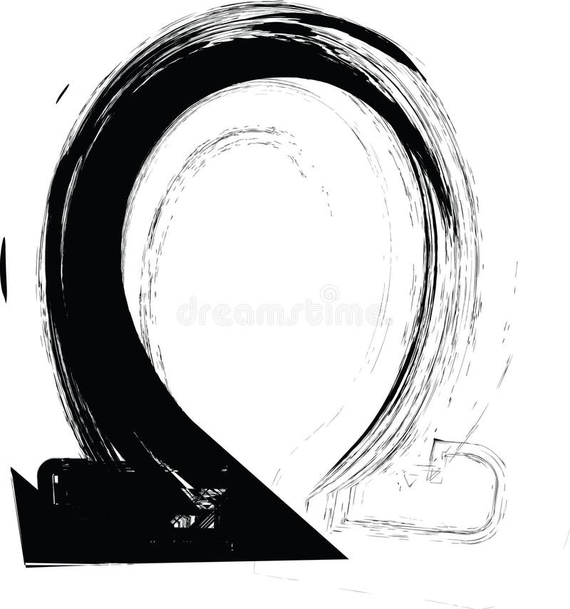 Font texturat cu o textură de imprimare cu caractere grosiere erodate. font de design unic. simbol omega vector illustration