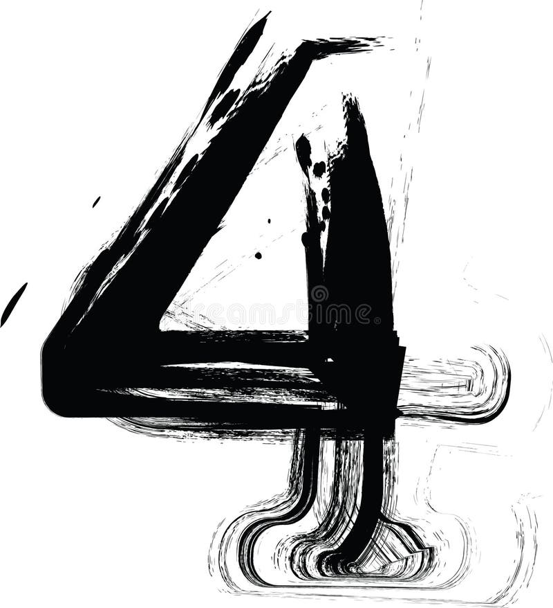 Font texturat cu o textură de imprimare cu caractere grosiere erodate. font de design unic. numărul 4 royalty free illustration