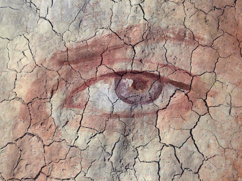 Textured i Malujący oko na Krakingowej ziemi ilustracji