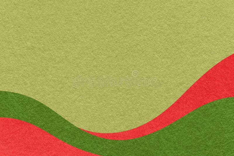 Textured olive paper background with red and green wavy lines and waves, copy space for banner, presentation royalty free stock photography