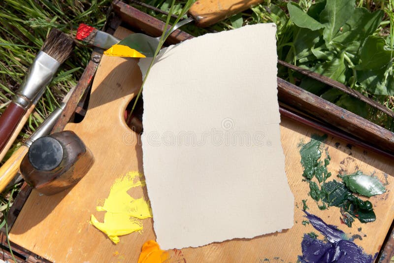 Textured paper on palette stock image. Image of space 31781155