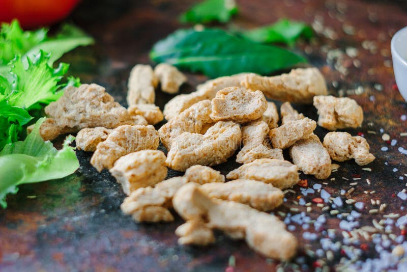 Textured Soybean Meal Also Known As Vegetarian Soy Meat Stock Image