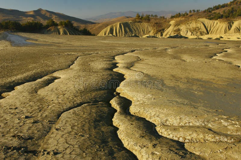 Textured spectacular rifts in barren soil. stock photography