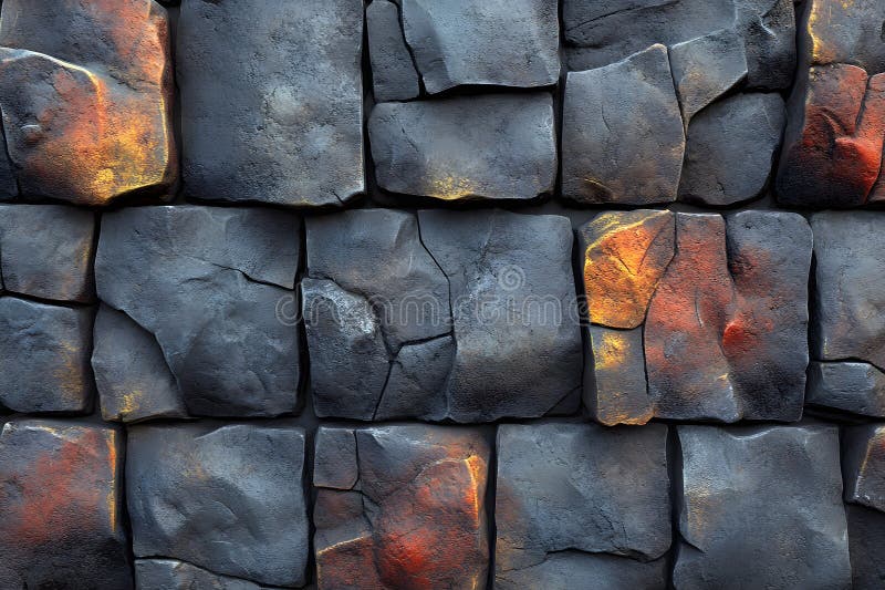 Textured Stone Wall Pattern with Natural Lava Rock Elements for Background Design Generative AI royalty free stock photo