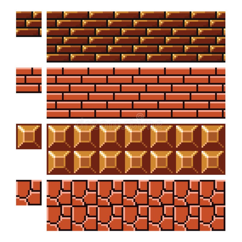 Texturice para el vector del arte del pixel de los platformers - pared de piedra del ladrillo stock de ilustración Texturice para el vector del arte del pixel de los platformers - pared de piedra del ladrillo stock de ilustración