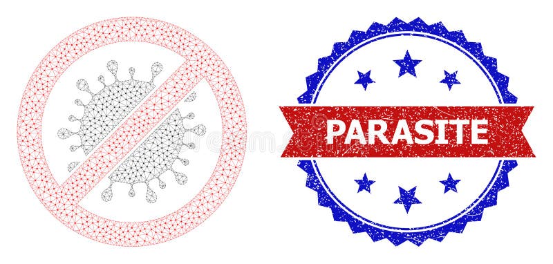 Texturierter Parasit mit runder Rosette bicolor Wasserzeichen und Mesh 2d verhüten Virus stock abbildung