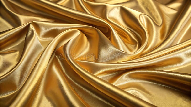Textură din mătase aurie de lux pliuri elegante cu curgere Stoc foto Generative AI stock illustration