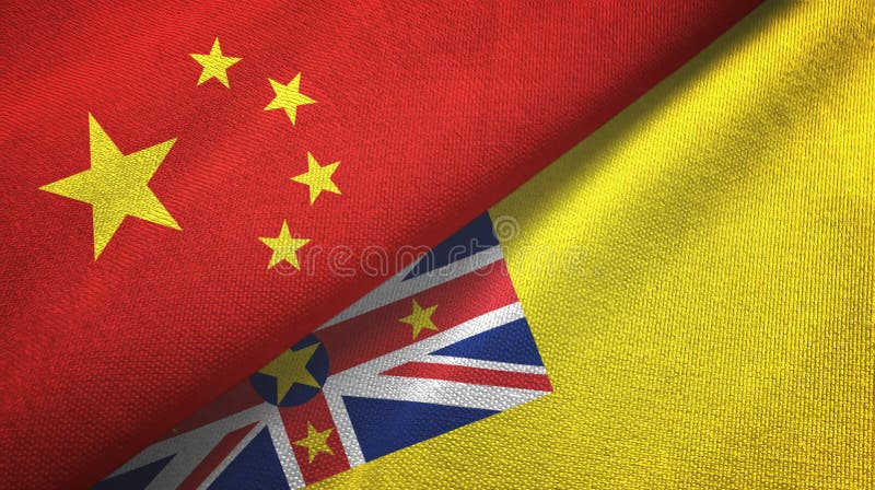 Textură din țesătură textilă de tip „China” și „Niue two flag-uri” stock images