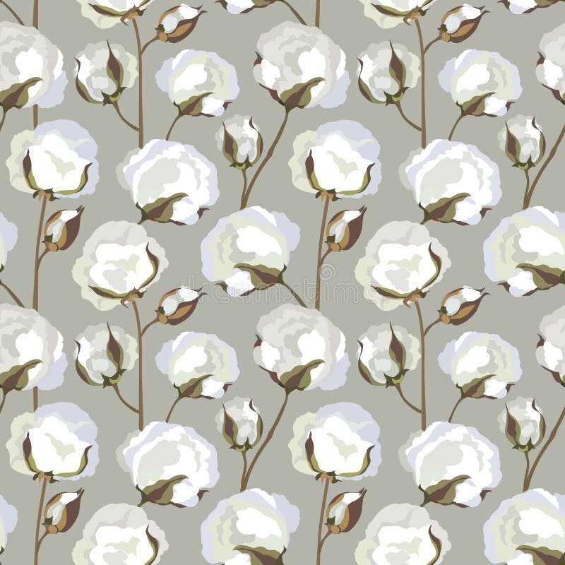 Textură fără sudură cu frunze de floare de bumbac stock illustration