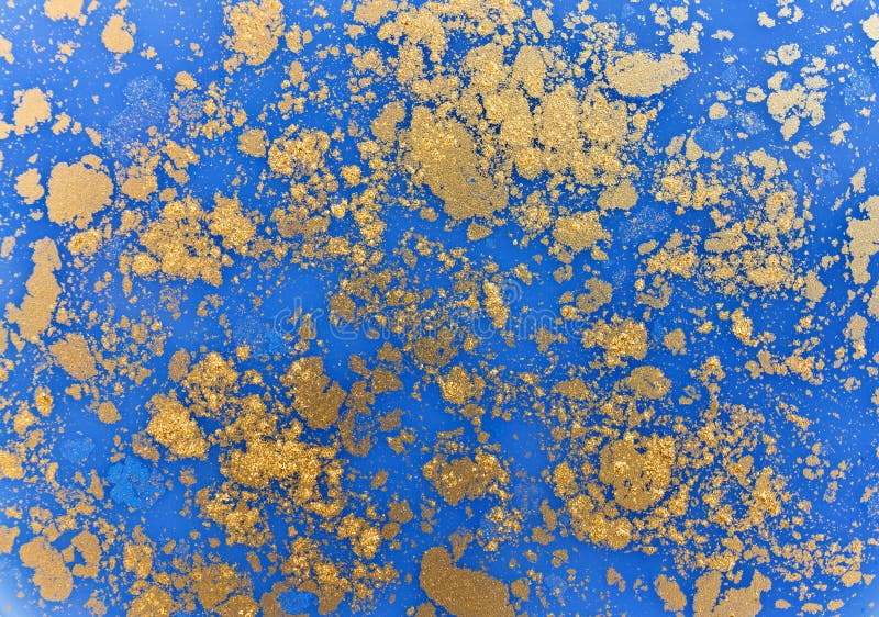 Textură lichidă albastră și aurie, acuarelă colorată desenată cu o ilustrație abstractă stock image