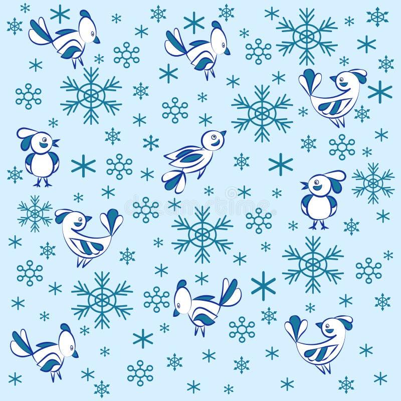 Textuur Vogels en sneeuwvlokken vector illustratie Textuur Vogels en sneeuwvlokken vector illustratie