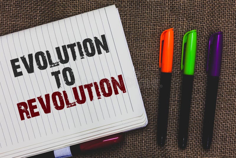 Textzeichen, das Entwicklung zur Revolution zeigt Das Begriffsfoto, das Weise des Lebens für Geschöpfe sich anpassen und die Mens stockfoto Textzeichen, das Entwicklung zur Revolution zeigt Das Begriffsfoto, das Weise des Lebens für Geschöpfe sich anpassen und die Mens stockfoto