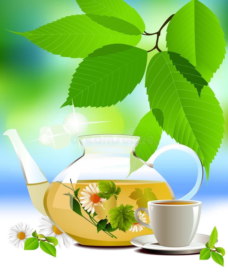 théière et tasse en verre avec fleur de thé en fleurs à l'intérieur 8585728  Photo de stock chez Vecteezy