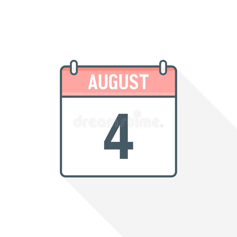4th August Calendar Icon August 4 Calendar Date Month Icon Vector 4th August Calendar Icon August 4 Calendar Date Month Icon Vector